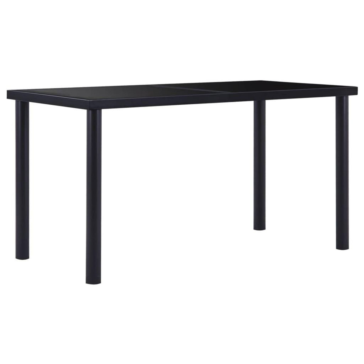 VIDAXL Table a manger Noir 140x70x75 cm Verre trempe