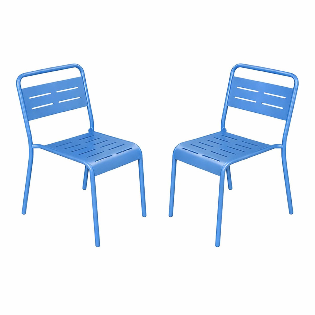 CONCEPT USINE Ensemble de 2 chaises de jardin empilables bleues BERGAME
