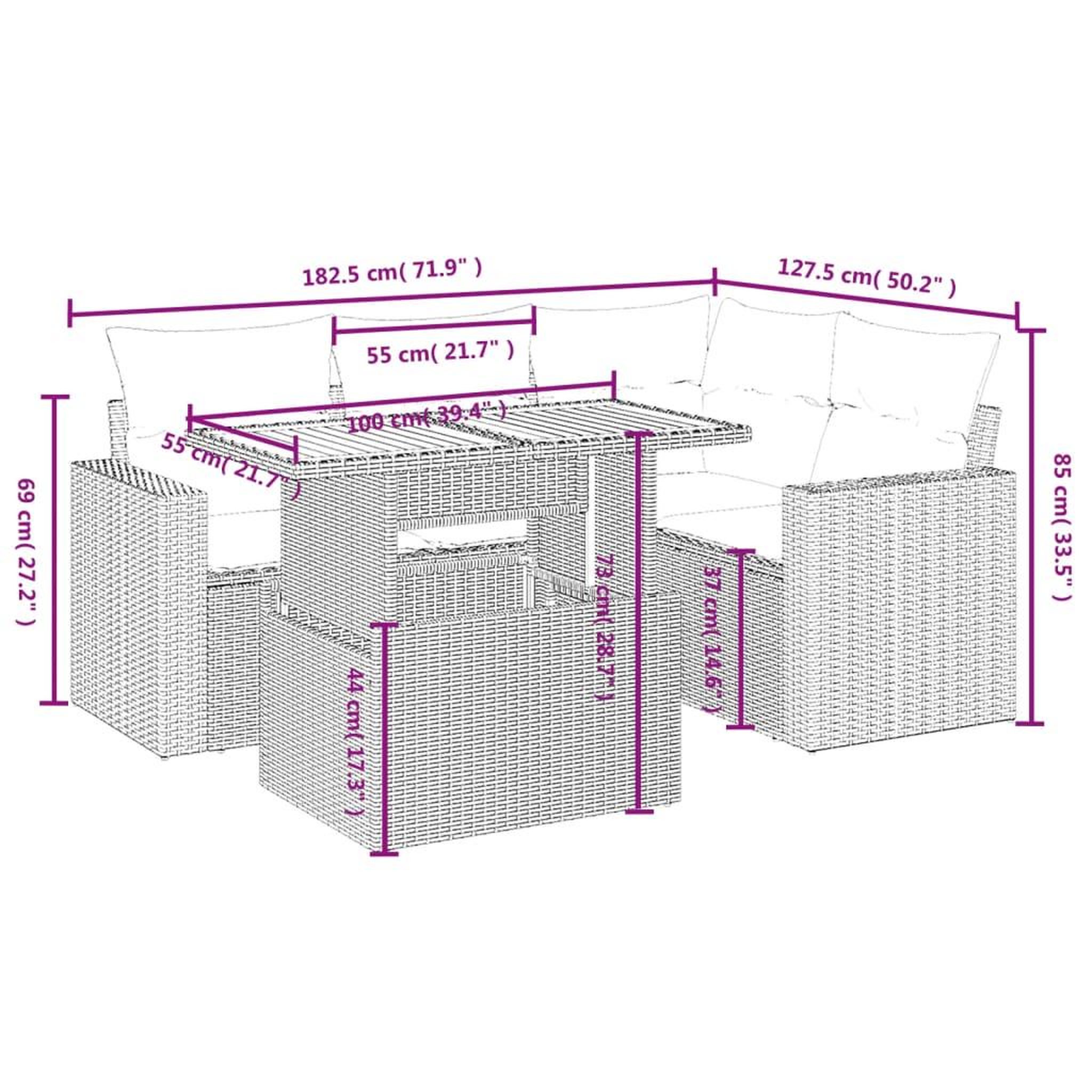 Voir la diapositive 3 : VIDAXL Salon de jardin 5 pcs avec coussins noir resine tressee
