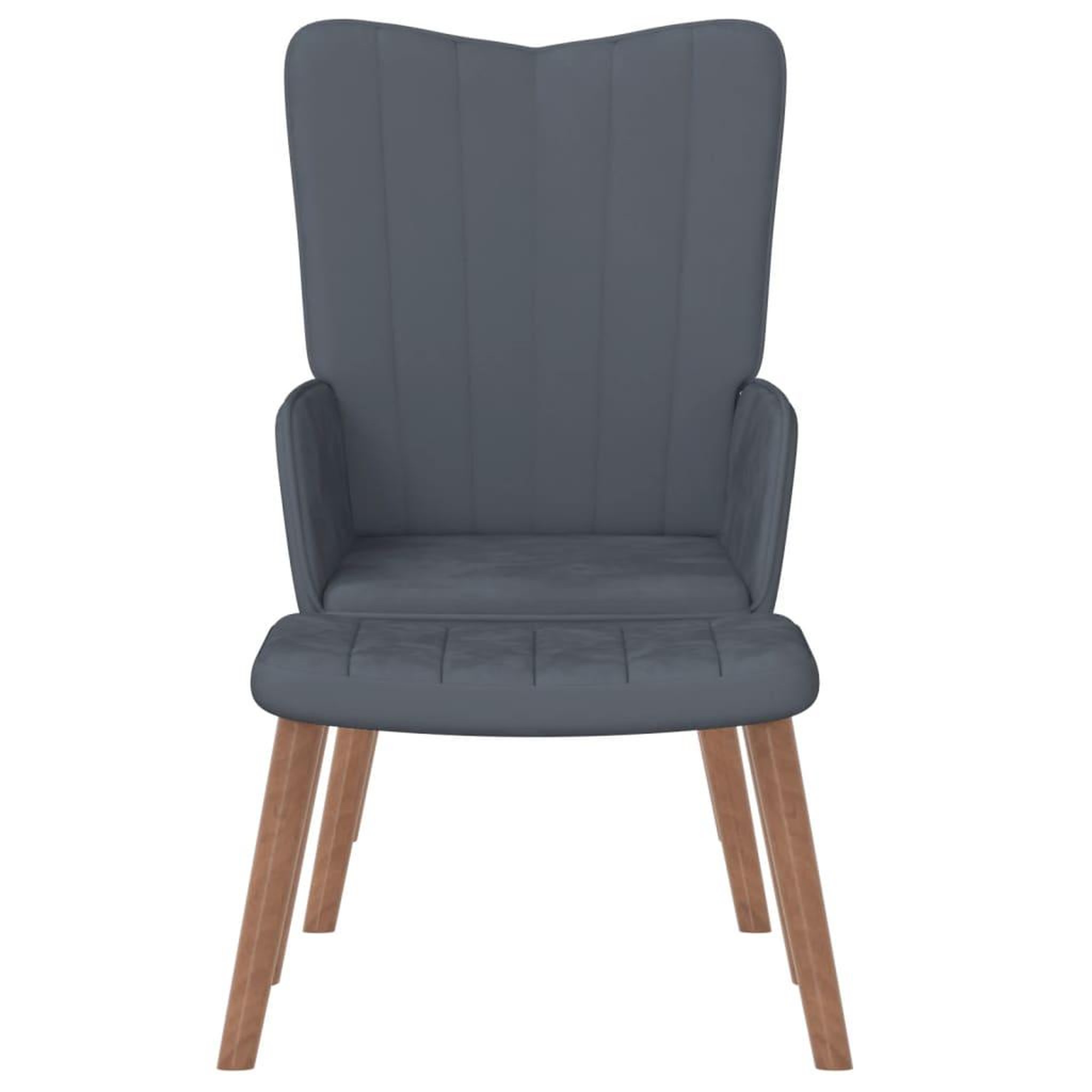 Voir la diapositive 3 : VIDAXL Chaise de relaxation avec repose-pied Gris fonce Velours