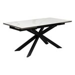 ATMOSPHERA Table à manger extensible en céramique et métal pour 6 à 8 personnes - Blanc