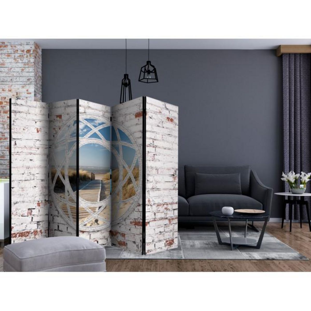 Paris Prix Paravent 5 Volets  View of the Beach  172x225cm