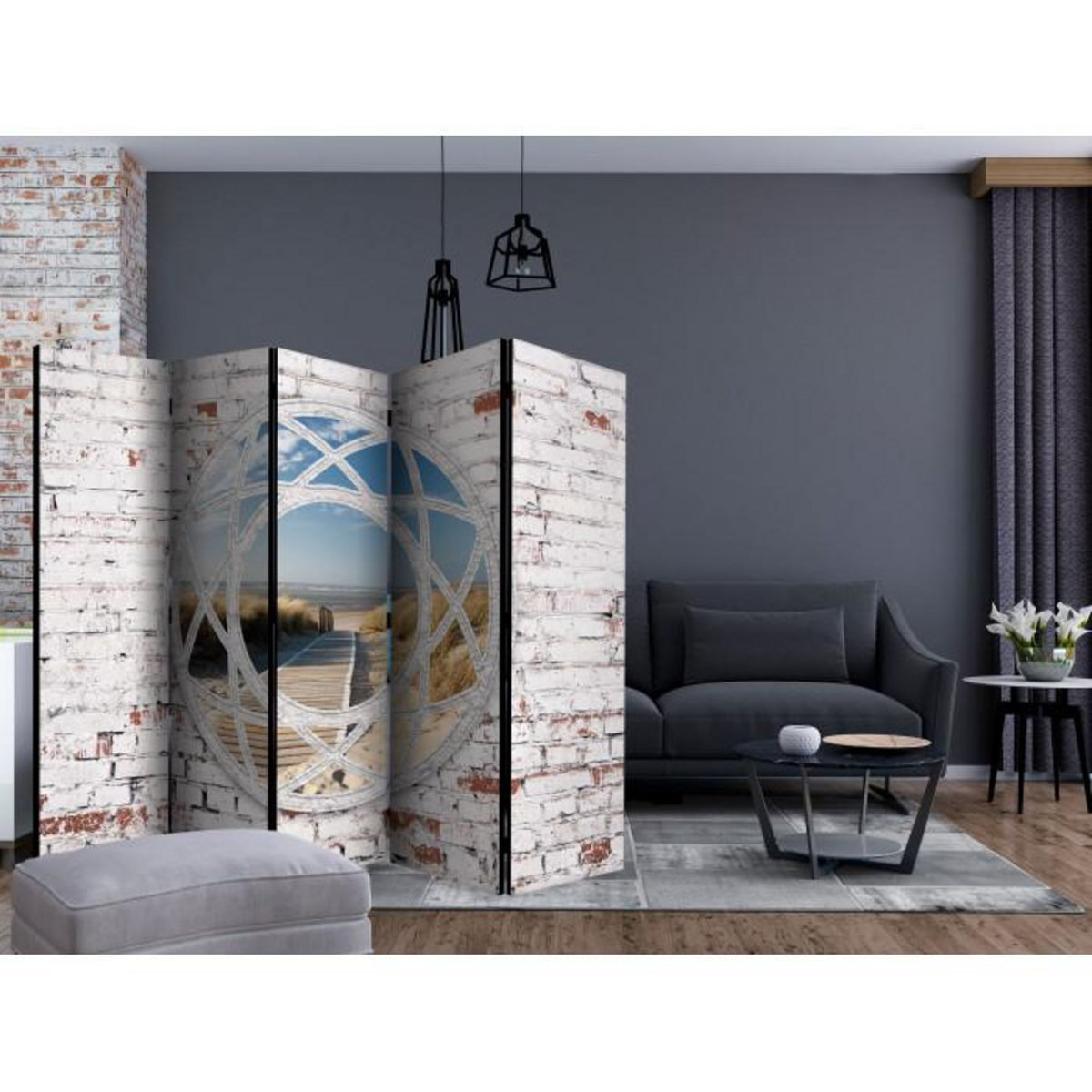 Paris Prix Paravent 5 Volets  View of the Beach  172x225cm