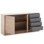 Voir la diapositive 2 : VS VENTA-STOCK Buffet Panama 4 tiroirs, 2 Portes, Couleur Bois et Gris, 136 cm Largeur