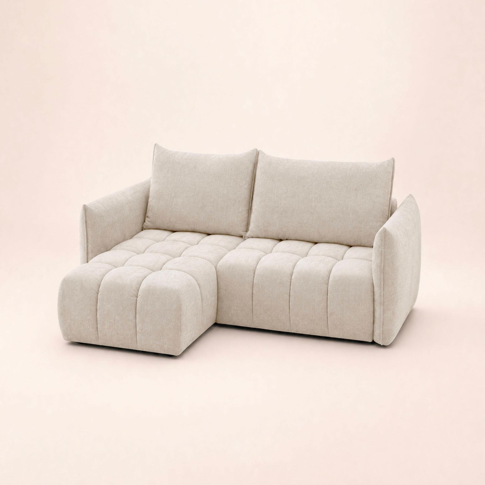 Voir la diapositive 3 : BEST MOBILIER Ambroise - canapé d'angle gauche 4 places convertible avec coffre en velours texturé