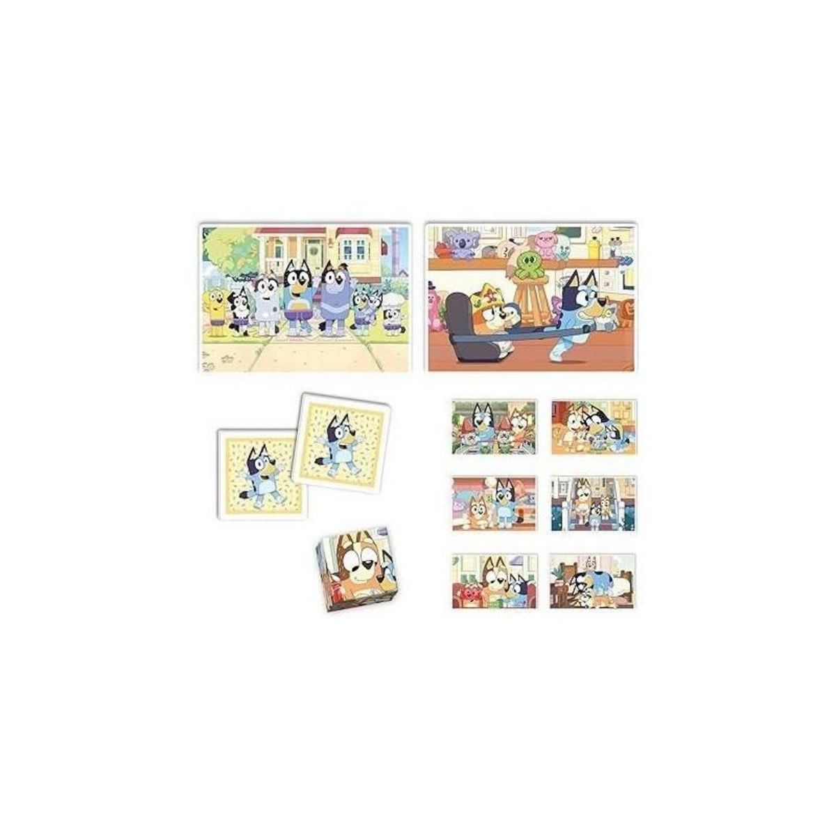 CLEMENTONI Clementoni - Edukit - Bluey - Coffret apprentissage 4 en 1 - 2 puzzles, 1 mémo, 1 jeu de 6 cubes - Fabriqué en Italie - Dés 4