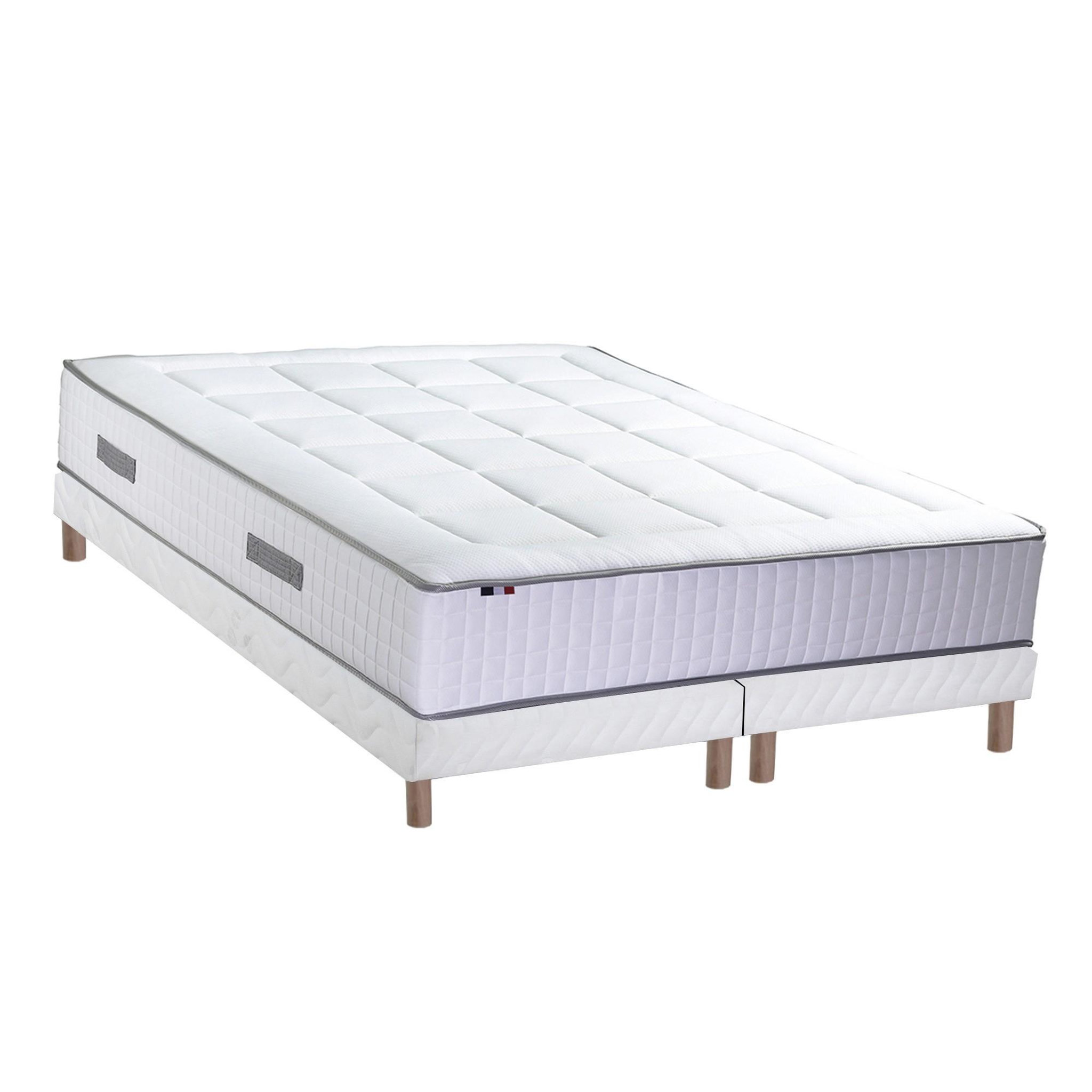 Voir la diapositive 1 : IDLITERIE Ensemble matelas Ressorts 7 zones H28cm + sommier PALACIO 2 FABRICATION FRANCAISE