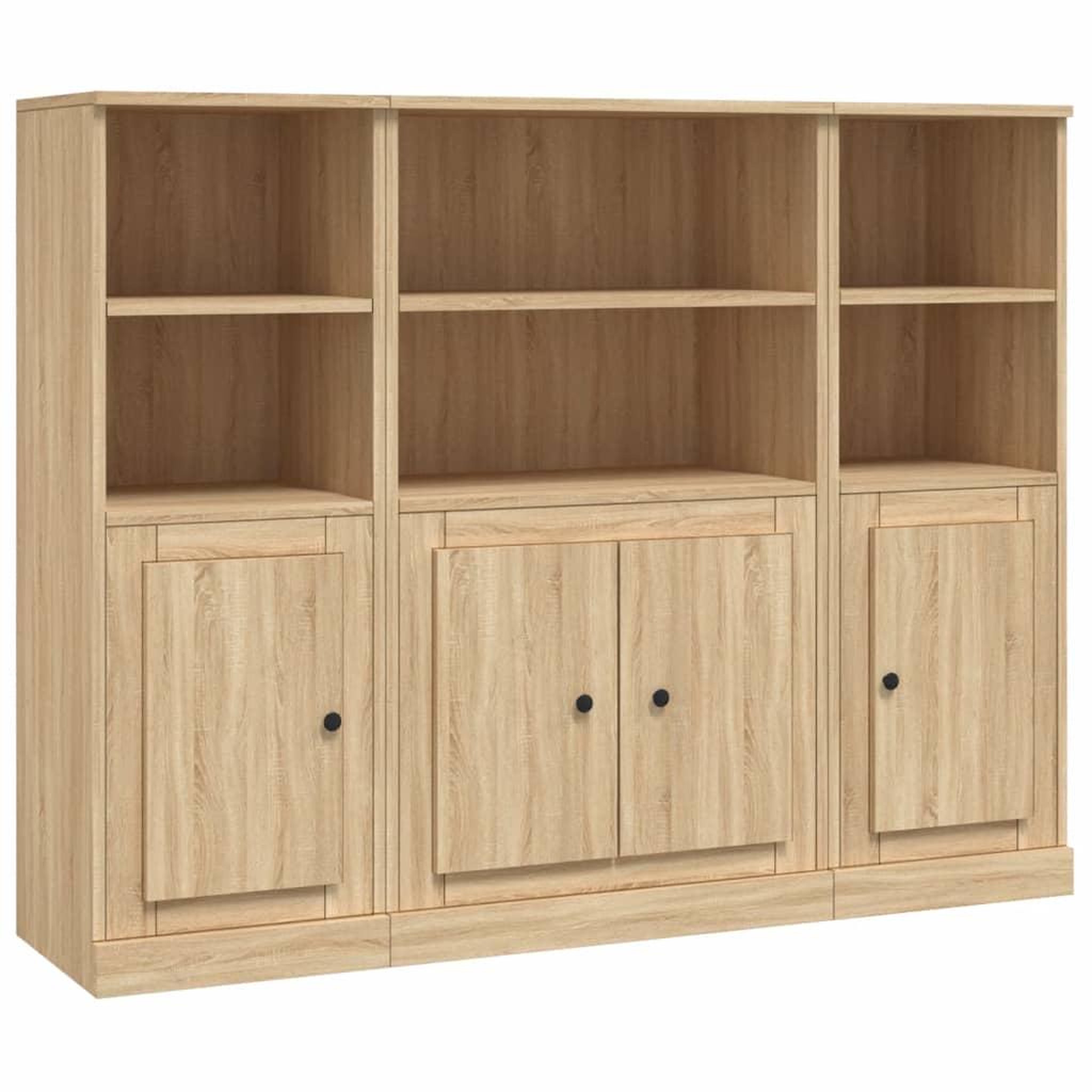 Voir la diapositive 2 : VIDAXL Buffets 3 pcs chene sonoma bois d'ingenierie