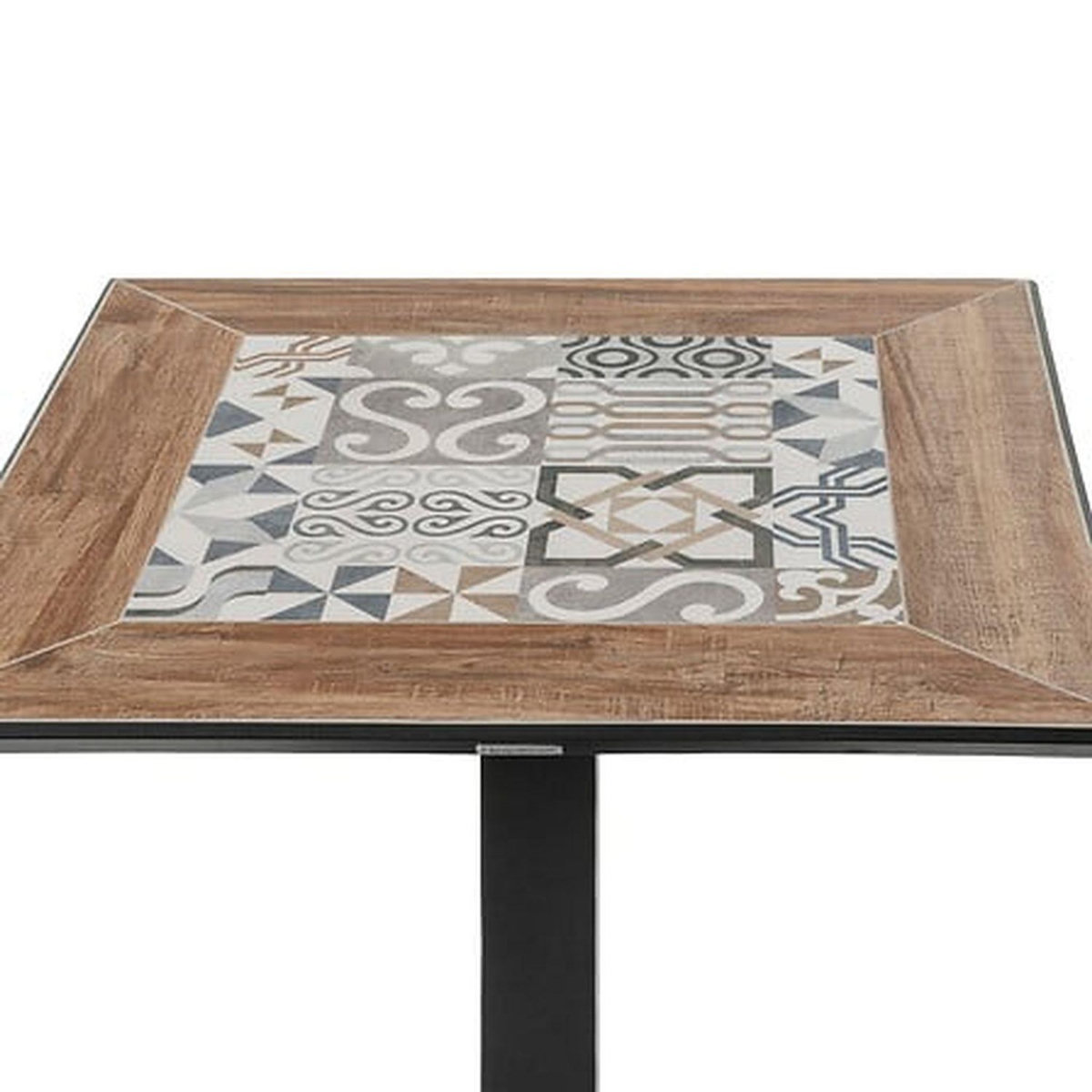 HESPERIDE Table de jardin bistro carrée en acier et céramique 2 places LAMBADA - Graphite