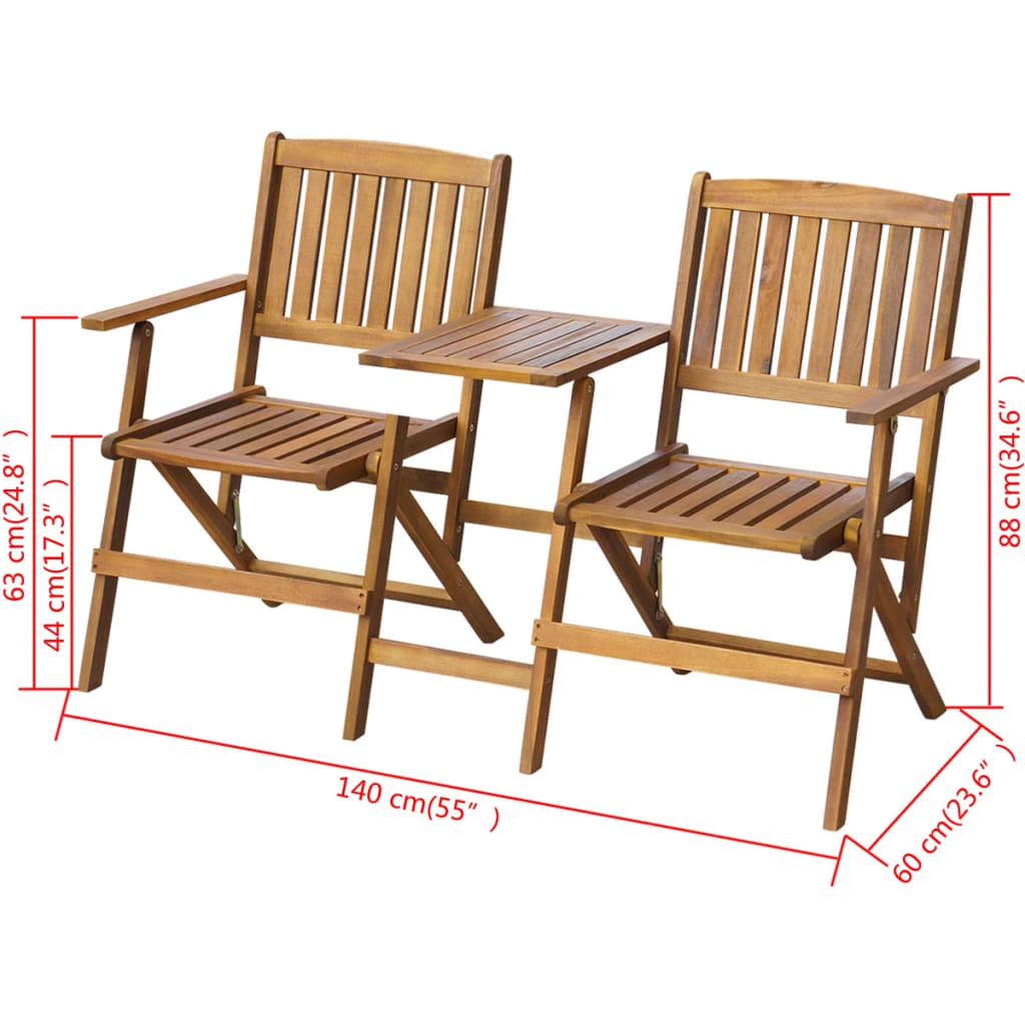 Voir la diapositive 5 : VIDAXL Banc de jardin pliant et table a the 140cm bois d'acacia solide