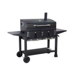 SWEEEK Barbecue Grill charbon de bois - Bernard XL Noir - Avec récupérateur de cendres. aérateurs. bac charbon ajustable et tablettes rabattables. L 160 x P 107.5 x H 141cm