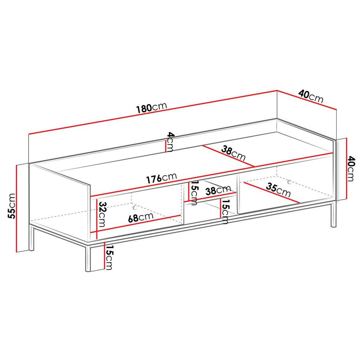 BEST MOBILIER Filipo - meuble tv - 180 cm