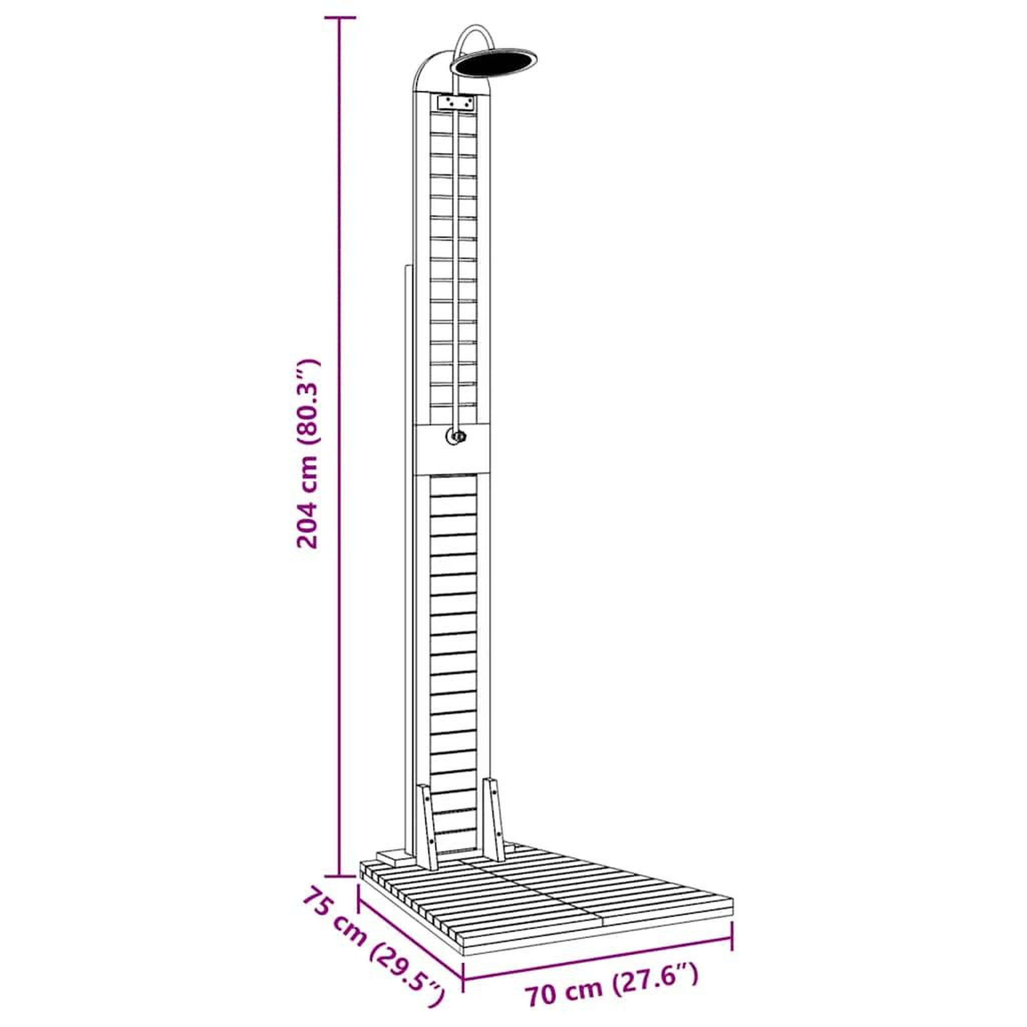 Voir la diapositive 6 : VIDAXL Douche de jardin teck massif 70x75x204 cm