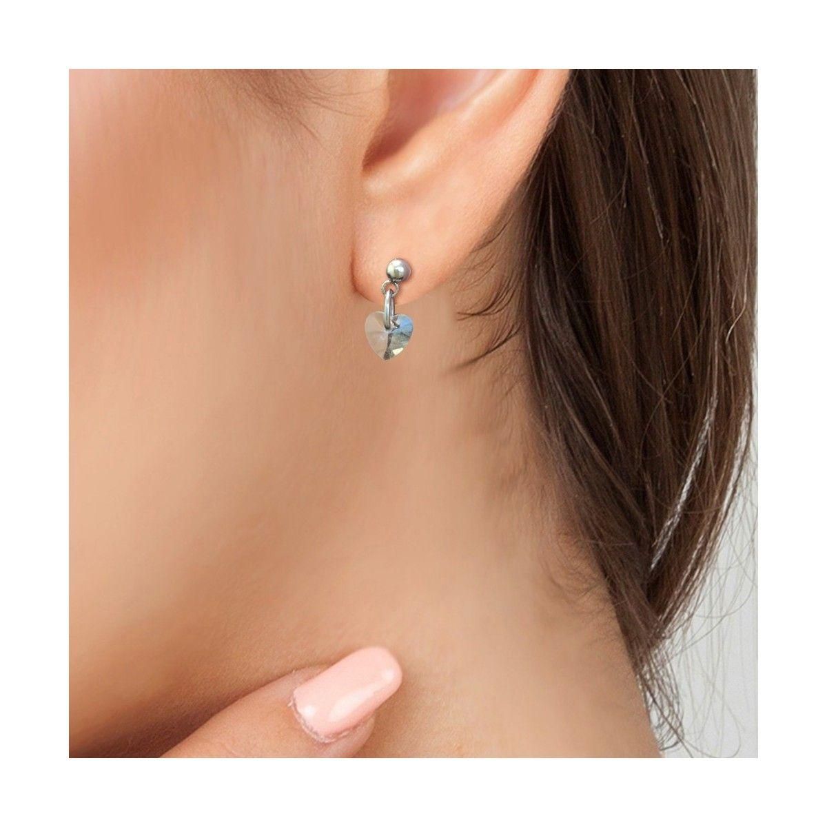 SC CRYSTAL Boucles d'oreilles coeur SC Crystal ornées de Cristaux Scintillants