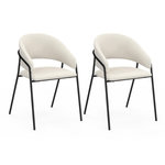 ID MARKET Lot de 2 chaises de salle à manger VINI en velours côtelé beige et pieds métal noir