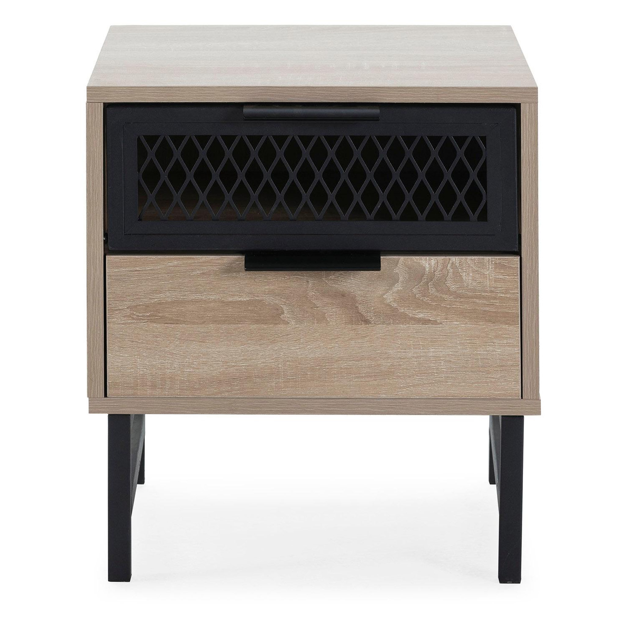 Voir la diapositive 4 : VS VENTA-STOCK Table de chevet Hera 1 porte 1 tiroir coloris bois