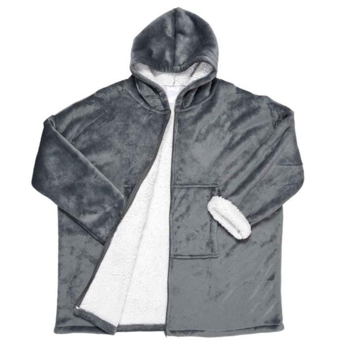 Paris Prix Plaid Sweat à Capuche  Fermeture  85x118cm Gris