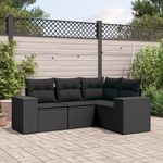 VIDAXL Salon de jardin 4 pcs avec coussins noir resine tressee