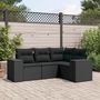 Voir la diapositive 1 : VIDAXL Salon de jardin 4 pcs avec coussins noir resine tressee