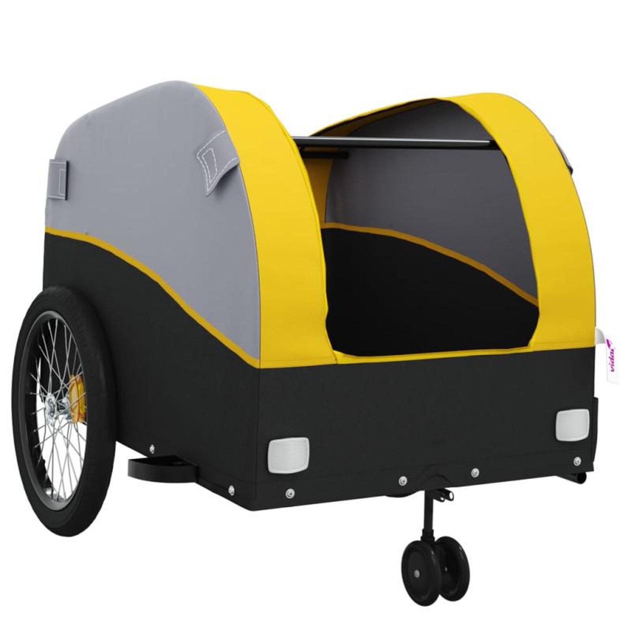 Voir la diapositive 5 : VIDAXL Remorque de vélo noir et jaune 45 kg fer
