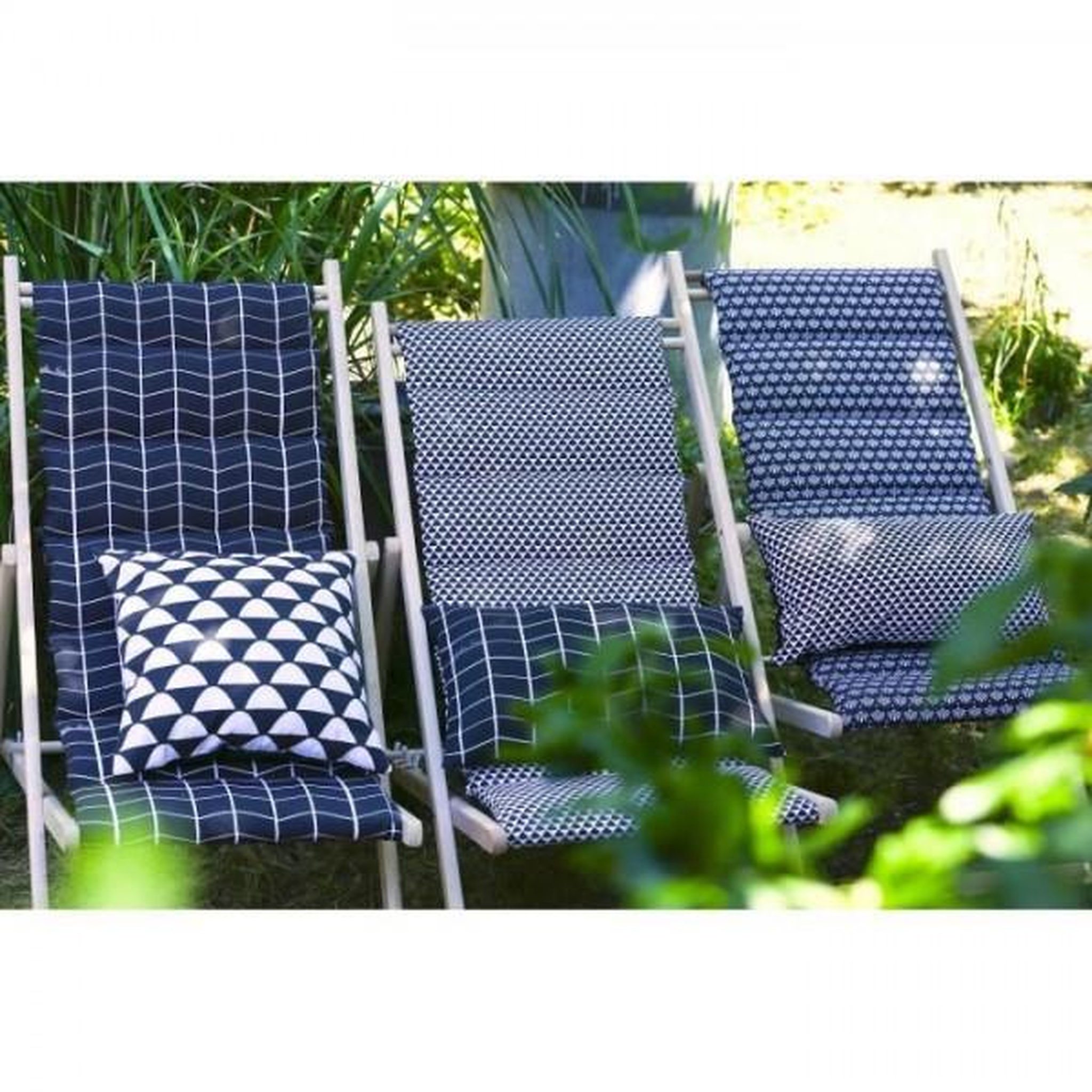 Voir la diapositive 2 : Jardin prive Transat JARDIN PRIVE Chilienne matelassée Fjord - Toile amovible - Bleu Indigo