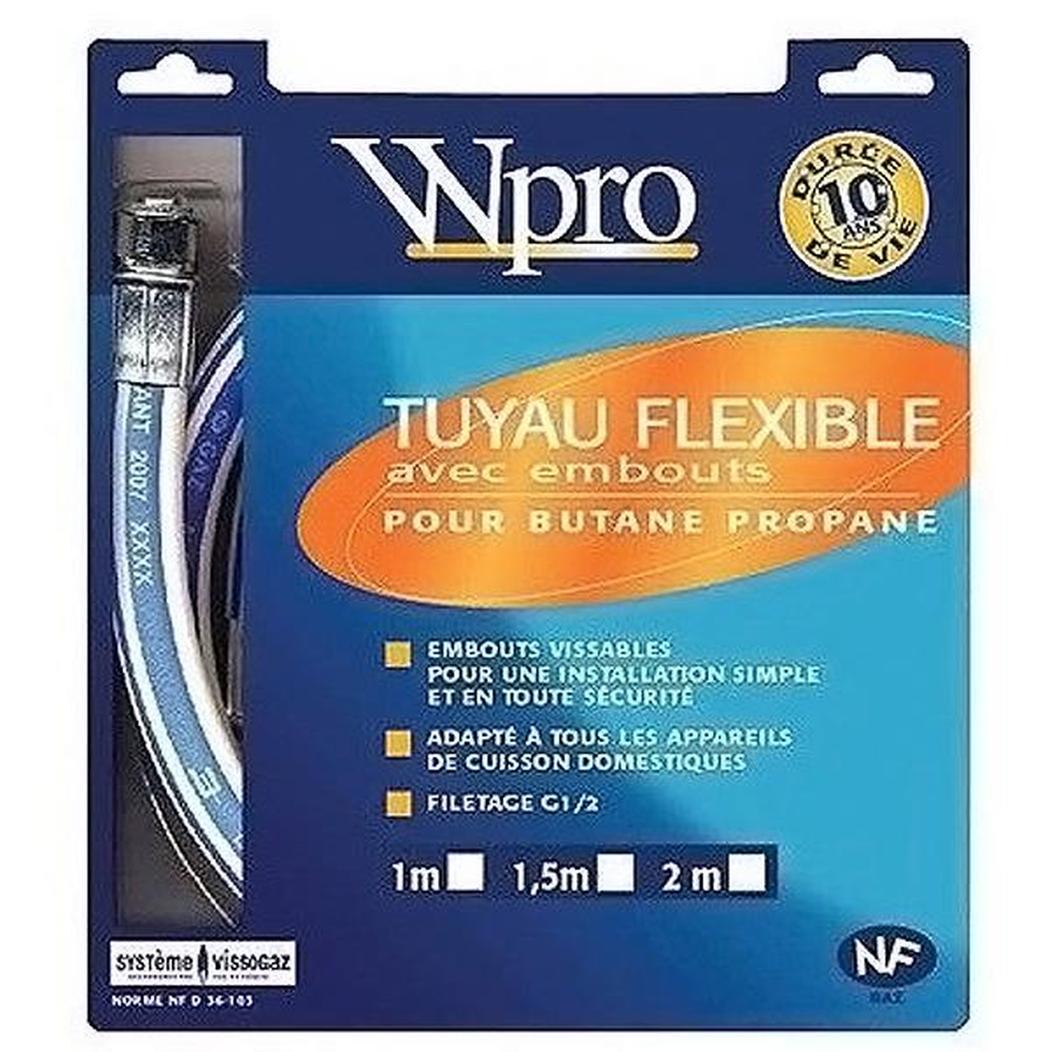 WPRO Tuyaux de gaz butane/propane caoutchouc 10ans 2m - tbc208