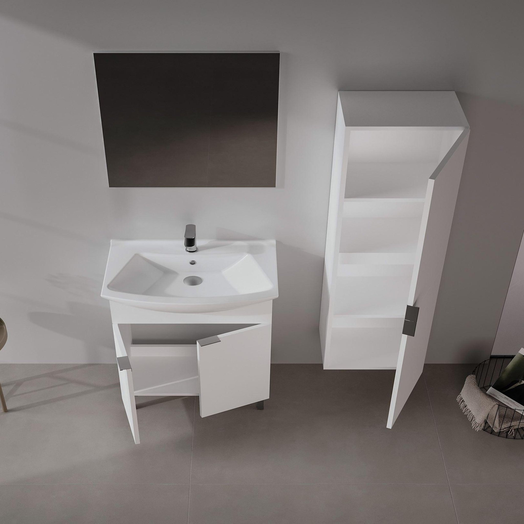 Voir la diapositive 3 : Habitat et Jardin Meuble avec simple vasque et miroir  Purus 65  - 65 x 50 x 83 cm - White