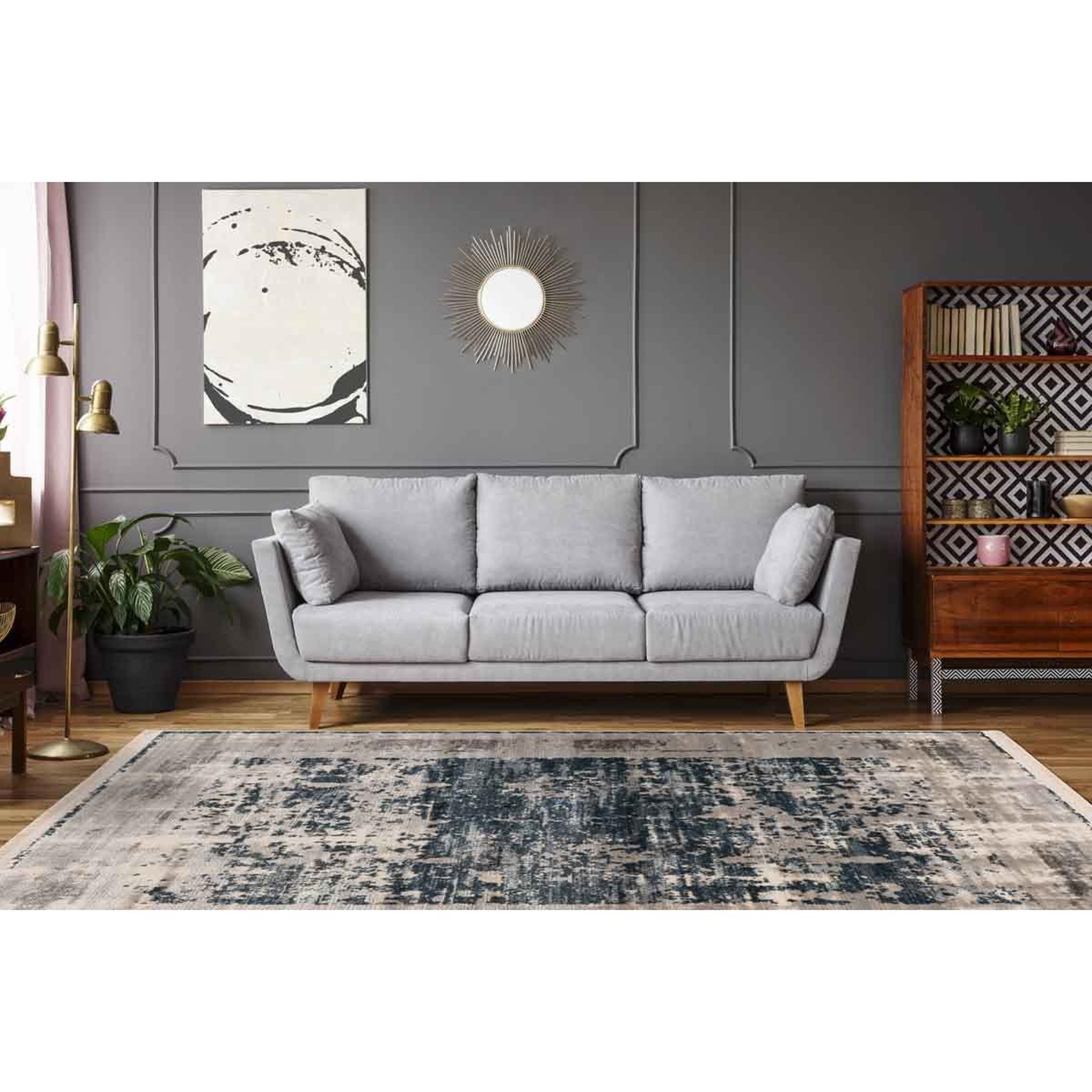 Voir la diapositive 5 : Paris Prix Tapis Tissé à Poils Courts Vintage  Adeon  Bleu