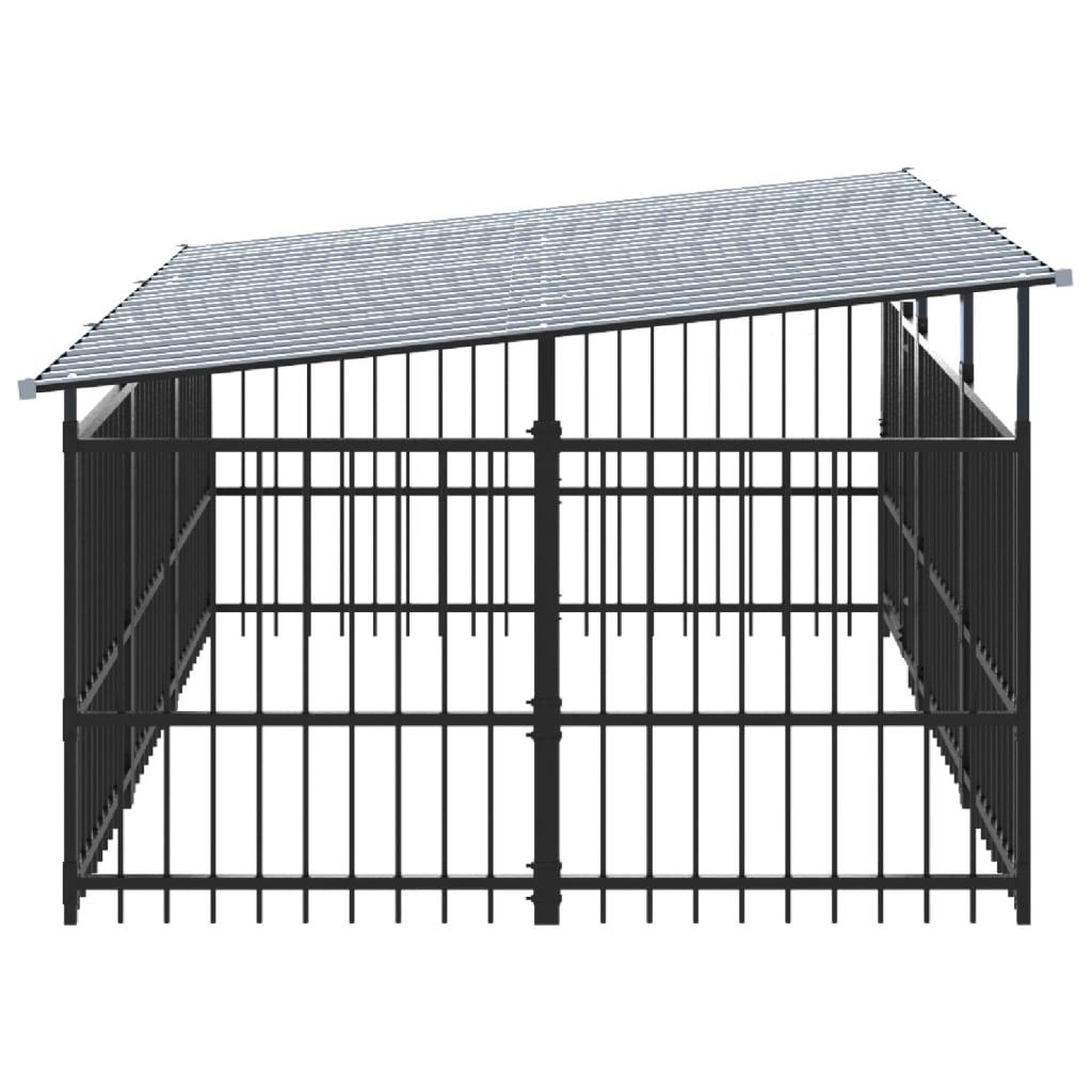 Voir la diapositive 4 : VIDAXL Chenil d'exterieur avec toit pour chiens Acier 5,63 m²