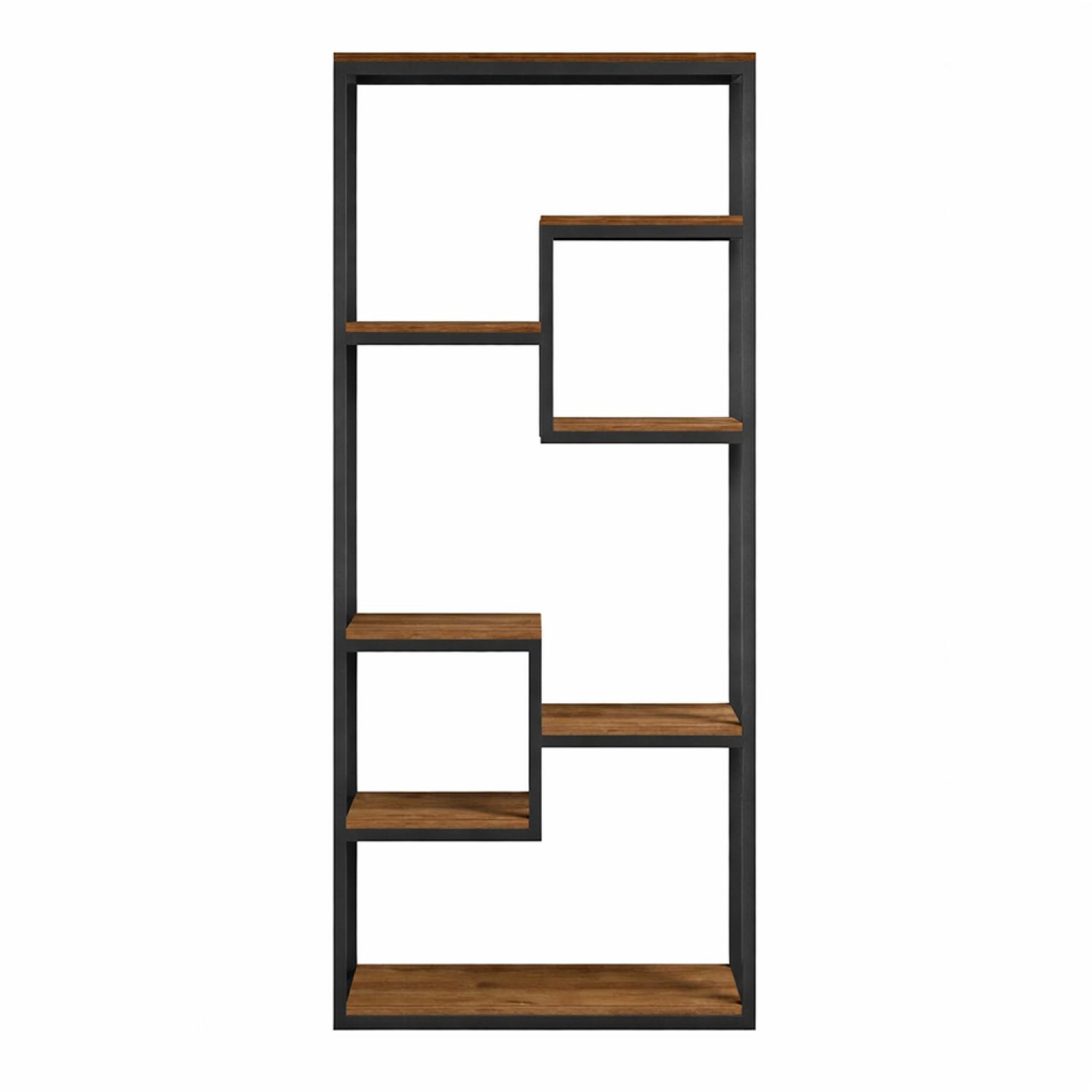 Voir la diapositive 4 : CONCEPT USINE Étagère haute style industriel noyer et noir - 182 cm lopa