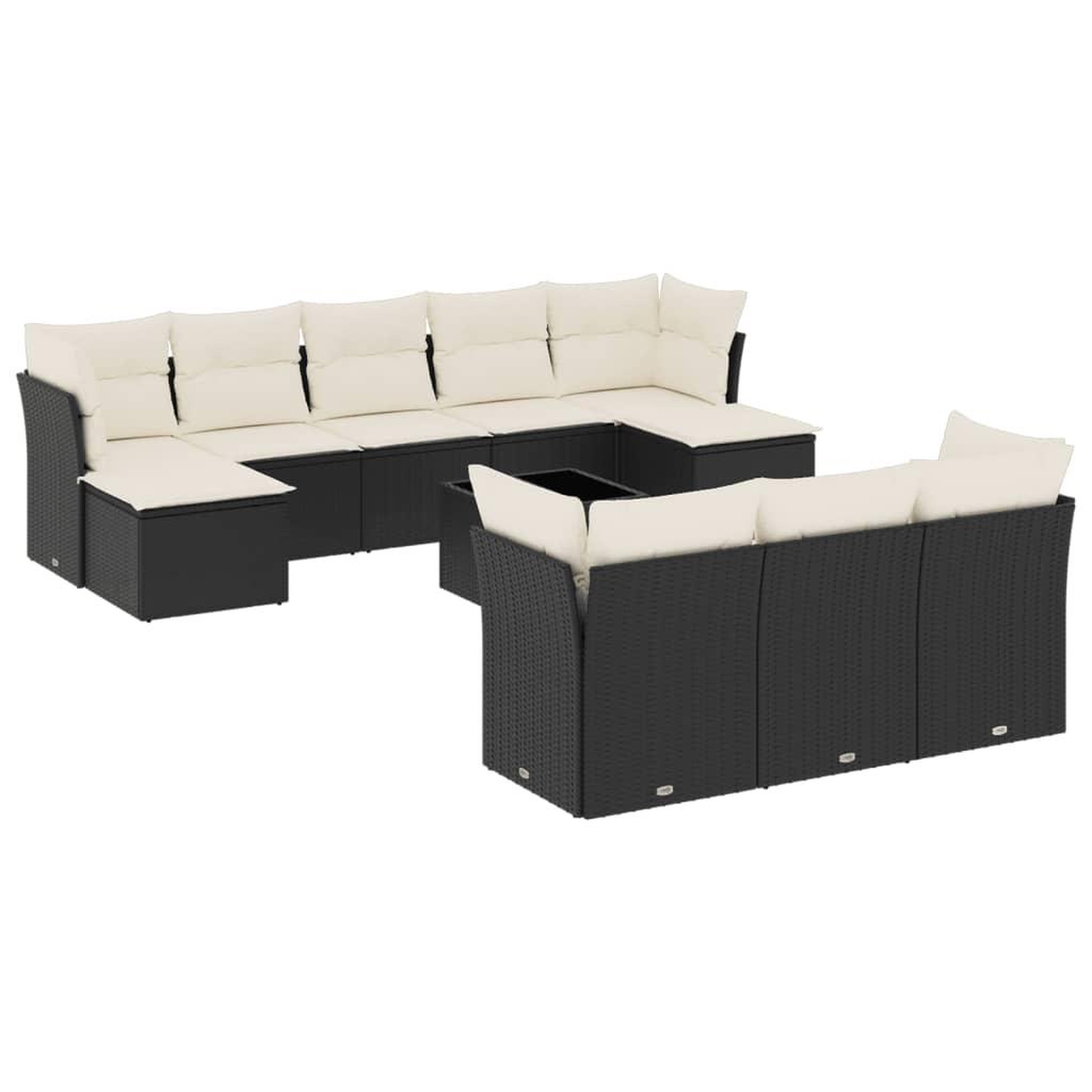 Voir la diapositive 2 : VIDAXL Salon de jardin 11 pcs avec coussins noir resine tressee