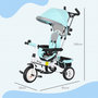 Voir la diapositive 3 : HOMCOM Tricycle enfant évolutif pare-soleil pliable canne télescopique amovible acier bleu turquoise