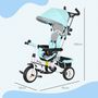 Voir la diapositive 3 : HOMCOM Tricycle enfant évolutif pare-soleil pliable canne télescopique amovible acier bleu turquoise