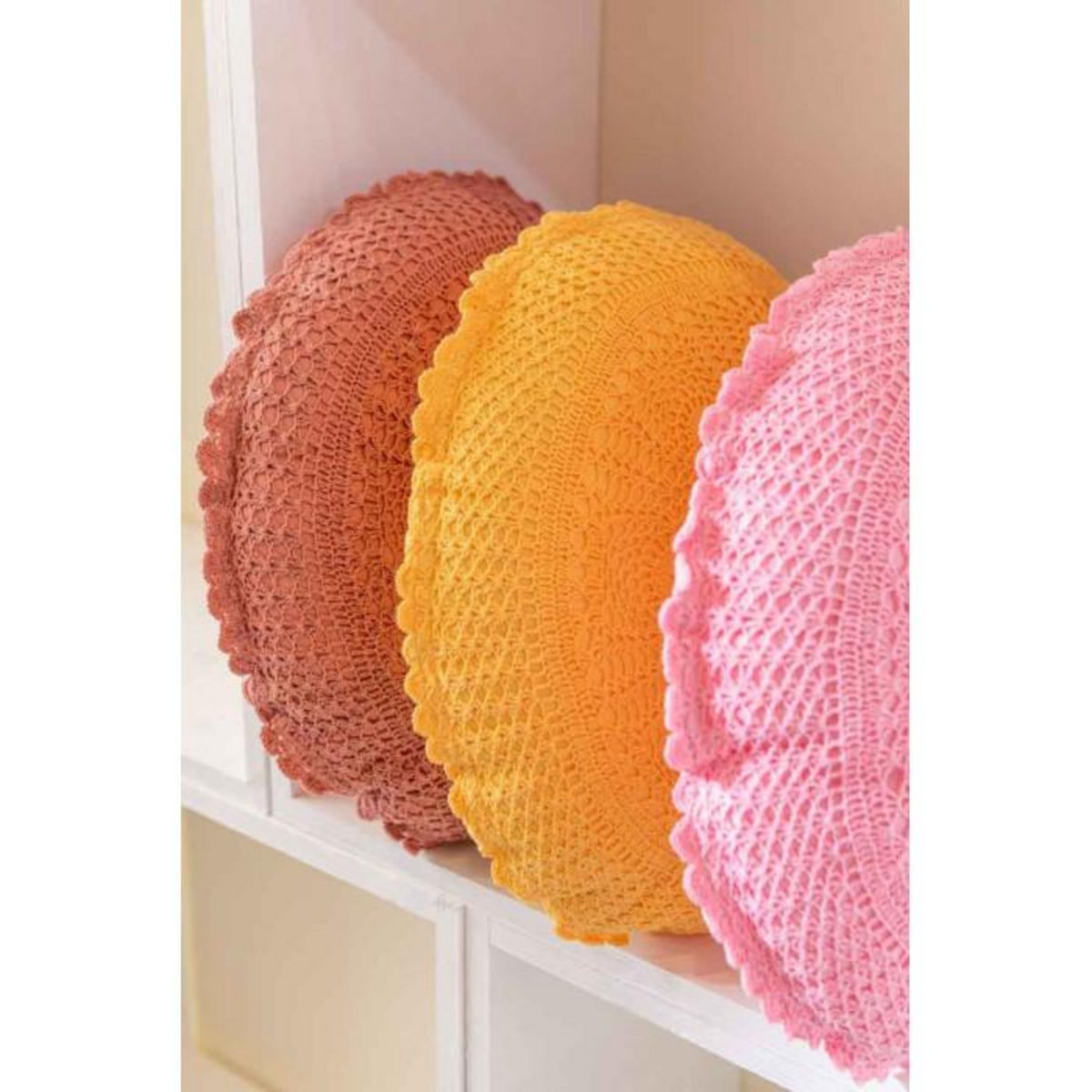 Paris Prix Coussin Rond Déco  Dentelle  40cm Rose