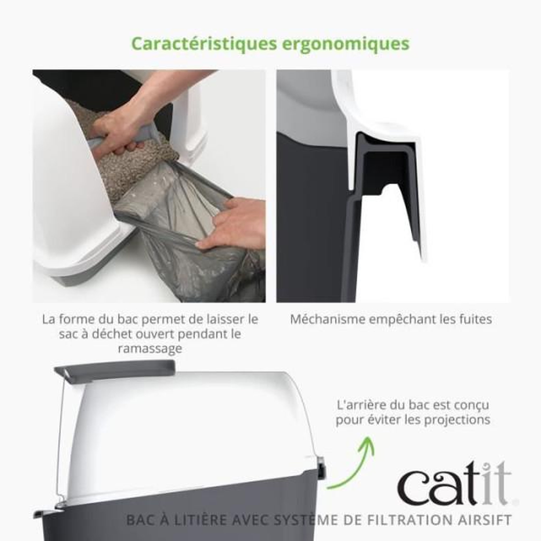 Voir la diapositive 4 : MARKET24 Maison de toilette bac a litiere pour chat - catit - airsift regular - systeme de filtration intégré - l. 57 x l. 39 x h. 46,5