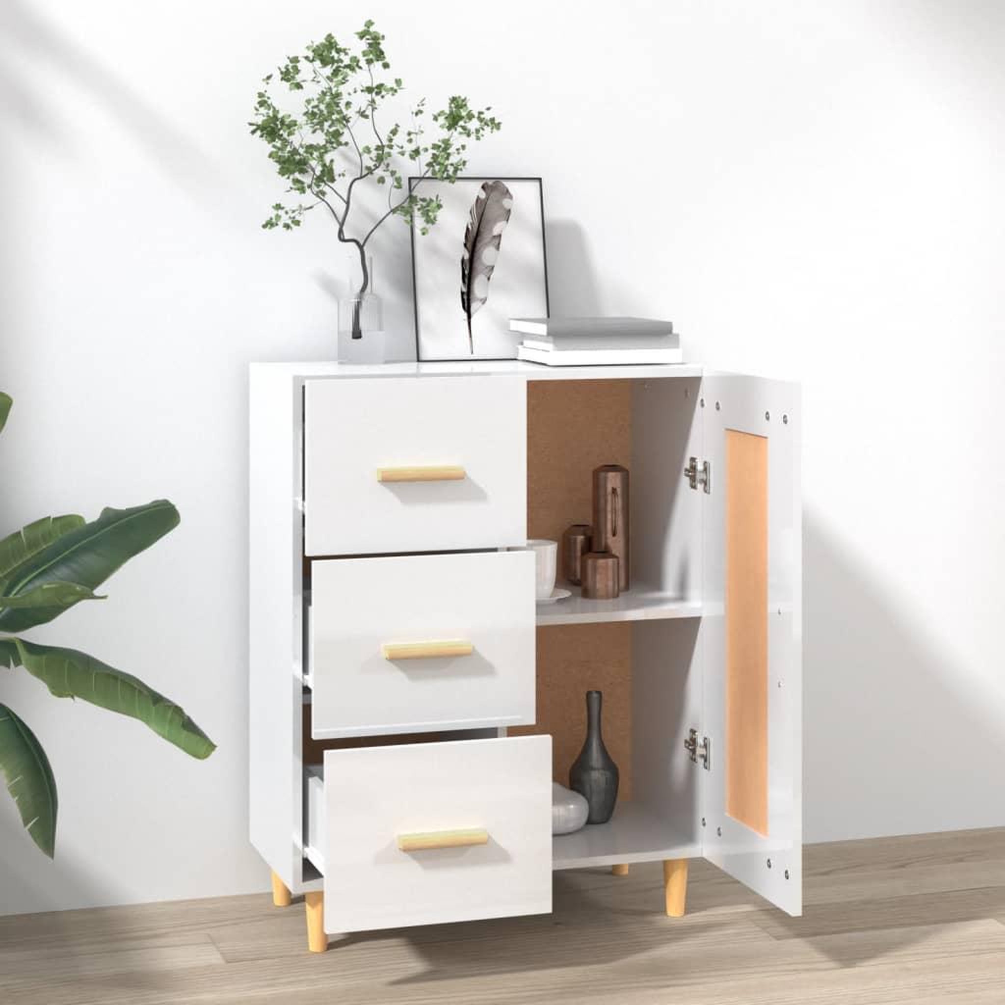 Voir la diapositive 3 : VIDAXL Buffet Blanc brillant 69,5x34x90 cm Bois d'ingenierie