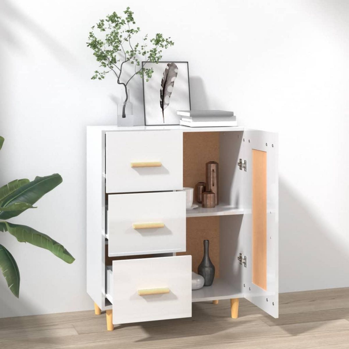VIDAXL Buffet Blanc brillant 69,5x34x90 cm Bois d'ingenierie