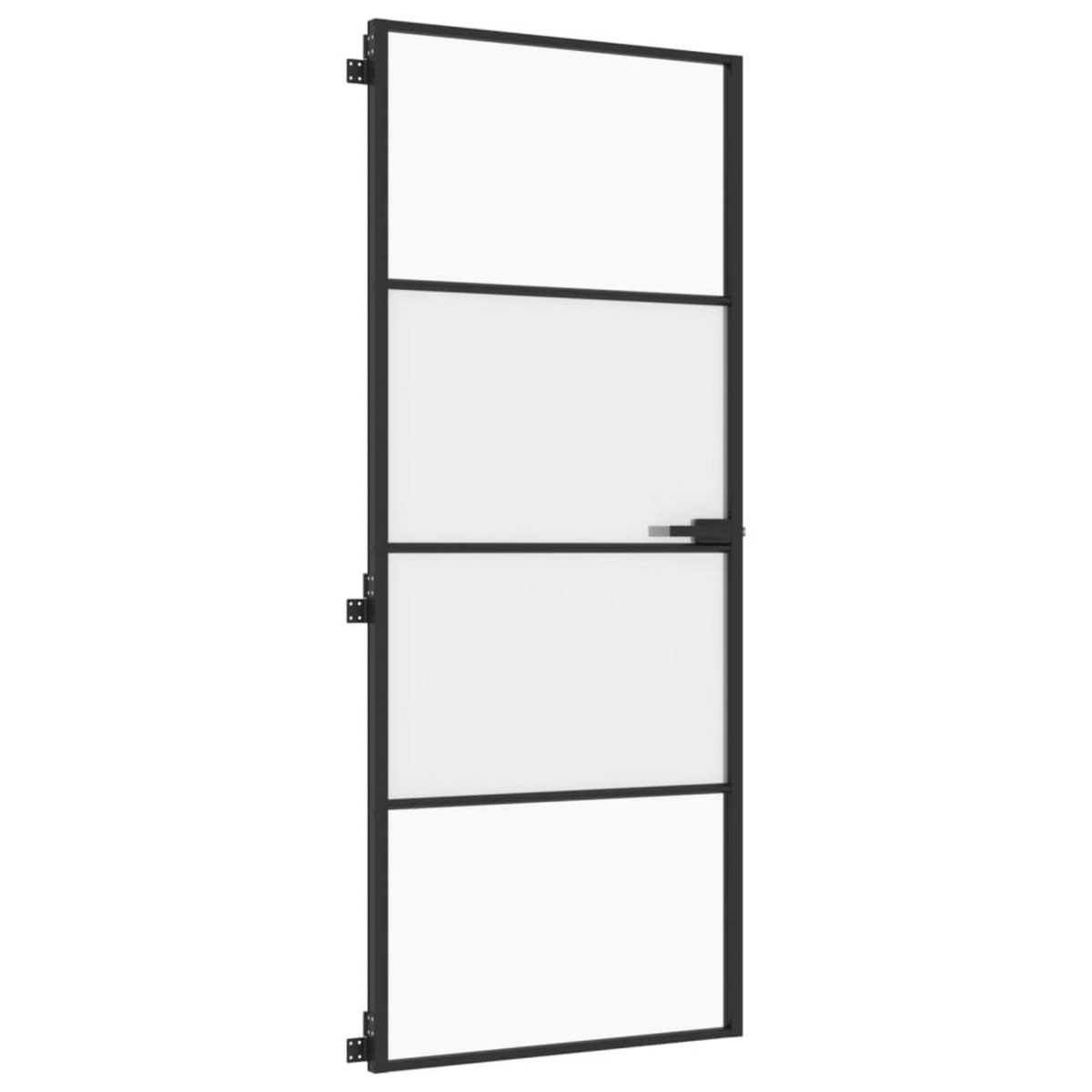 VIDAXL Porte interieure mince noir 83x201,5 cm verre trempe aluminium