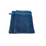 ACTUEL Lot de 2 gants de toilette uni en coton tissé 550g. Coloris disponibles : Marron, Jaune, Beige, Bordeaux, Bleu
