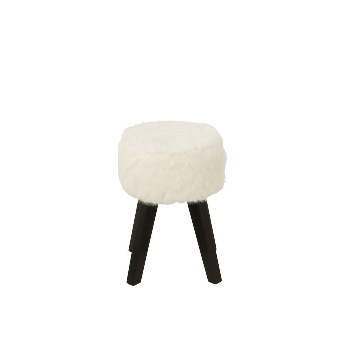 Paris Prix Tabouret Imitation Fourrure  Bun  30cm Blanc