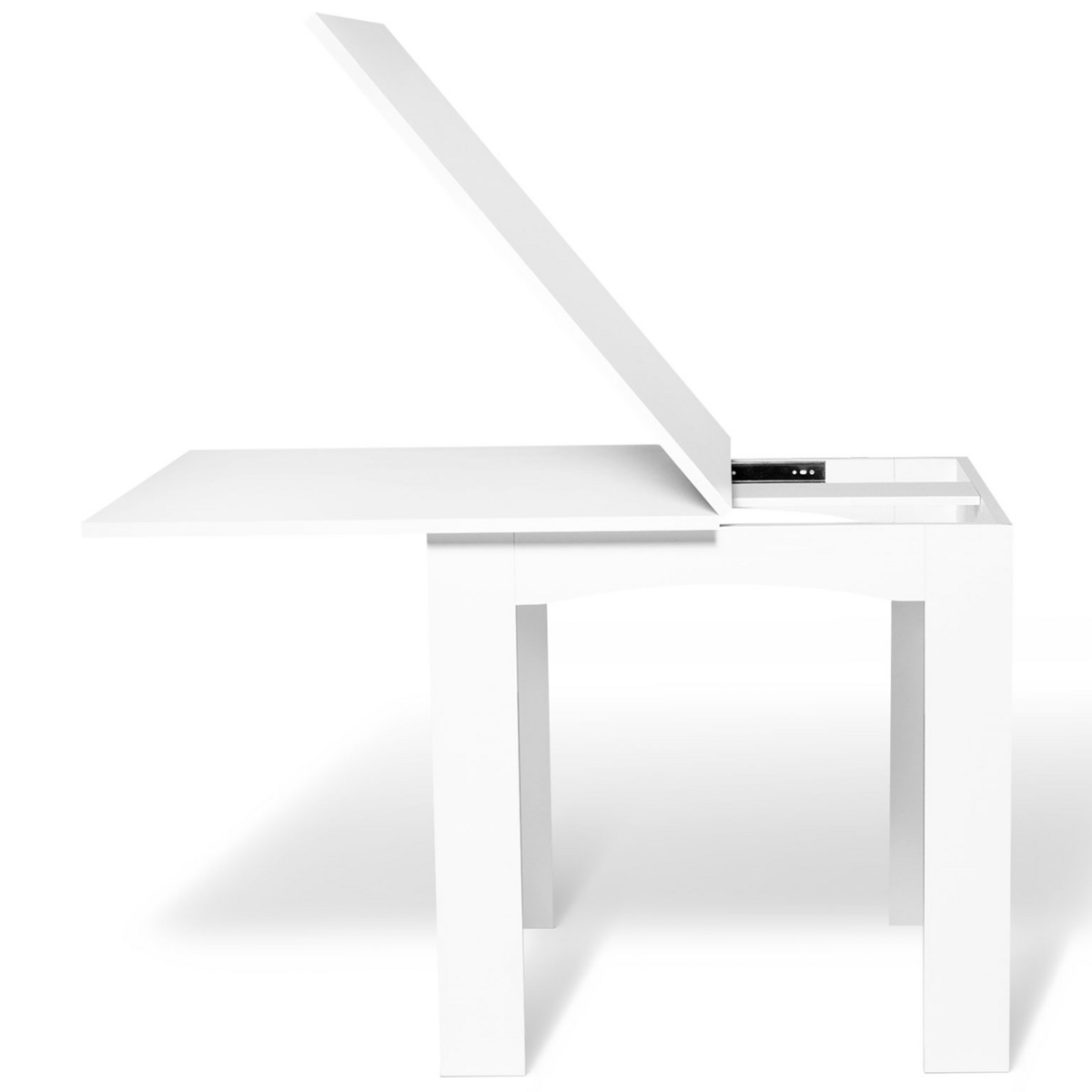 ID MARKET Table à manger extensible rectangle DONA 4-8 personnes blanche 80-160 cm