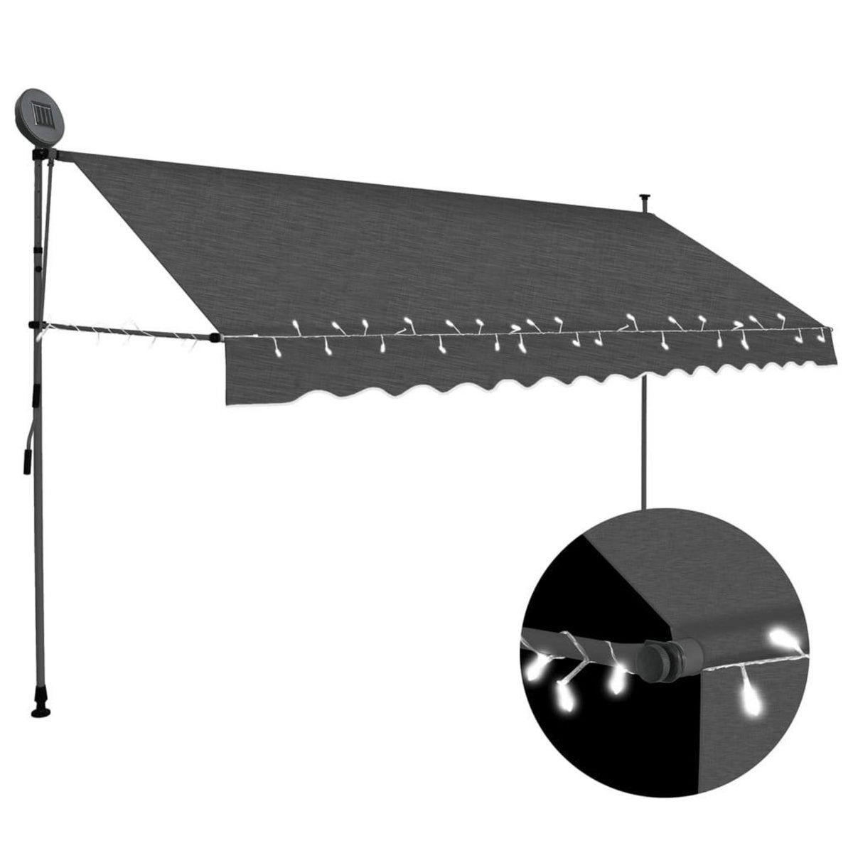 VIDAXL Auvent manuel retractable avec LED 400 cm Anthracite