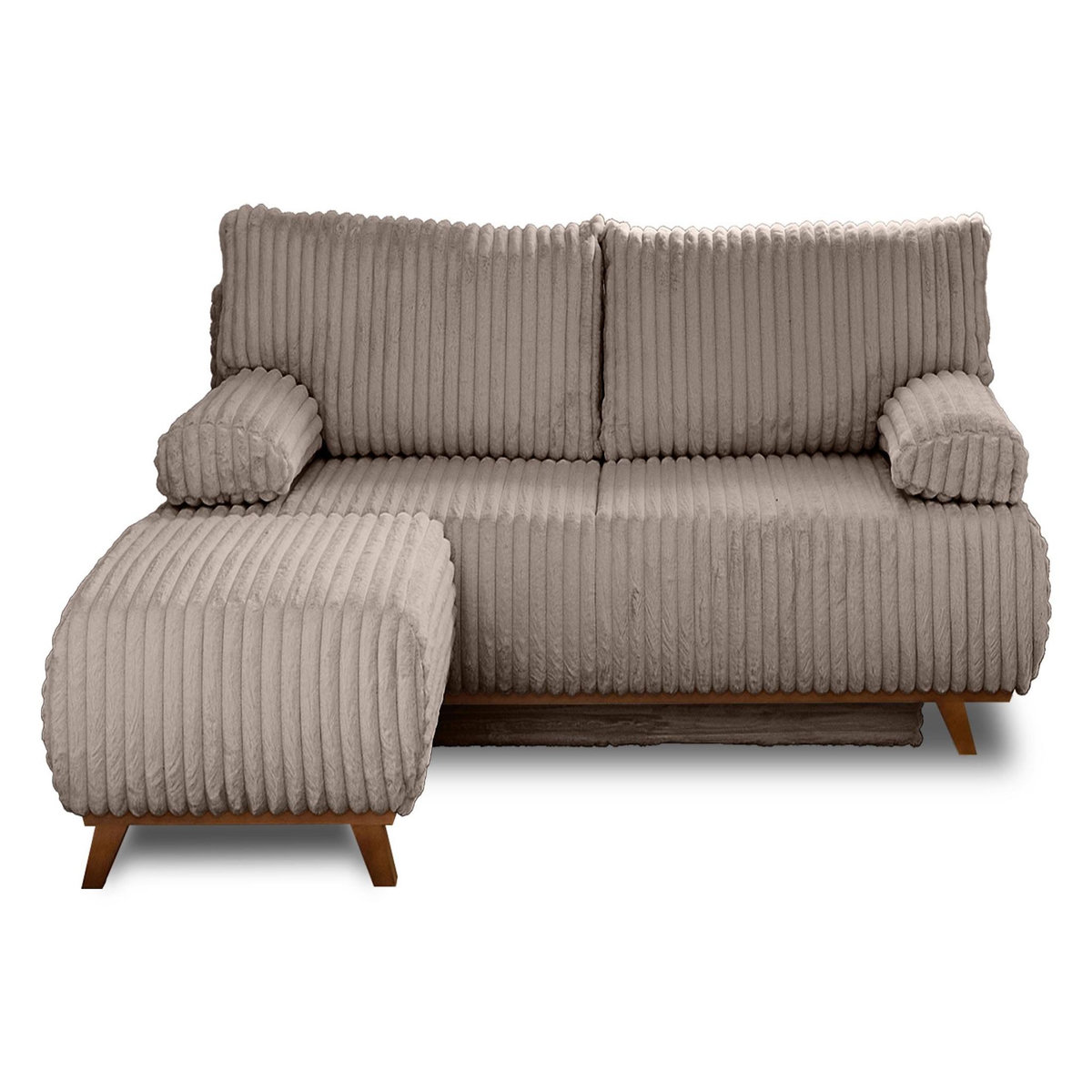 BEST MOBILIER Cristal - canapé 3 places - convertible avec coffre et pouf - en fausse fourrure côtelée