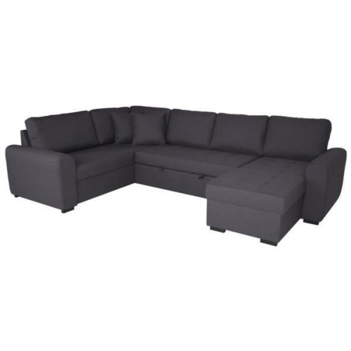 MARKET24 Canapé d'angle panoramique convertible réversible - Tissu Gris - L 313 x P 213 x H 90 cm - HAMILTON - Fabriqué en Ukraine