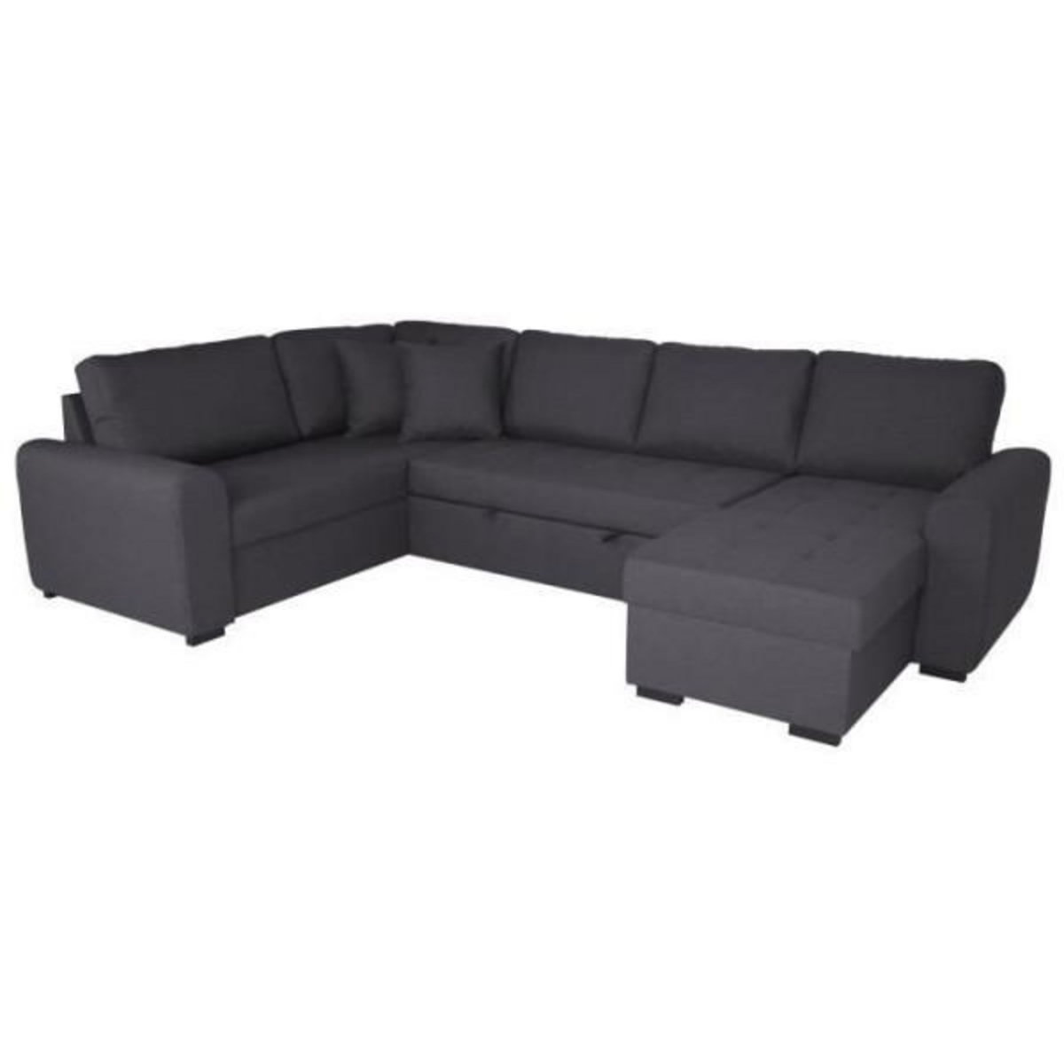 MARKET24 Canapé d'angle panoramique convertible réversible - Tissu Gris - L 313 x P 213 x H 90 cm - HAMILTON - Fabriqué en Ukraine