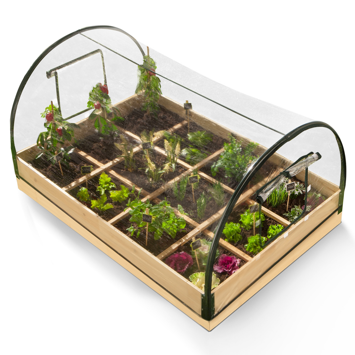 ID MARKET Carré potager 12 compartiments + housse serre châssis