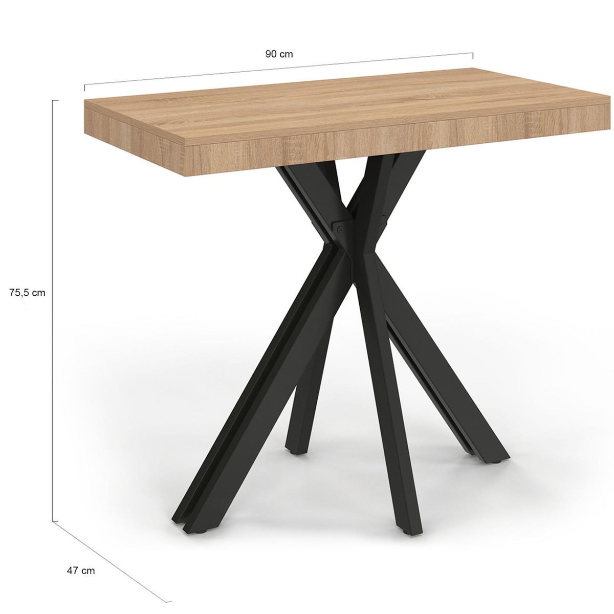 ID MARKET Table console extensible ALIX 10 personnes 235 cm design industriel