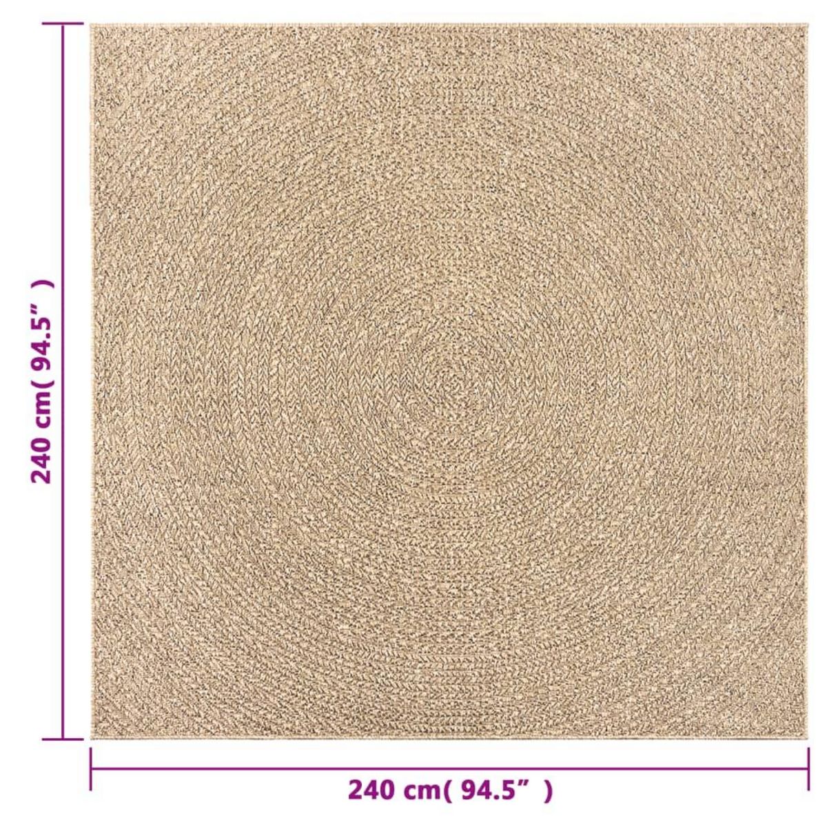VIDAXL Tapis ZIZUR 240x240 cm aspect de jute interieur et exterieur