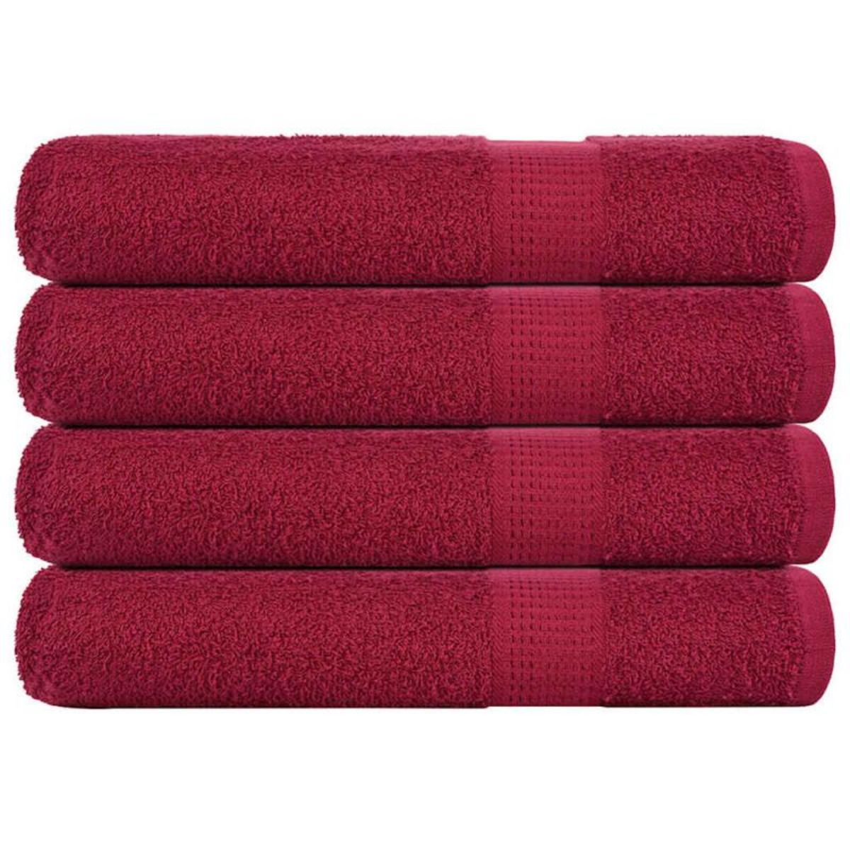 VIDAXL Serviettes 4 pcs bordeaux 100x200 cm 360 g m² 100% coton