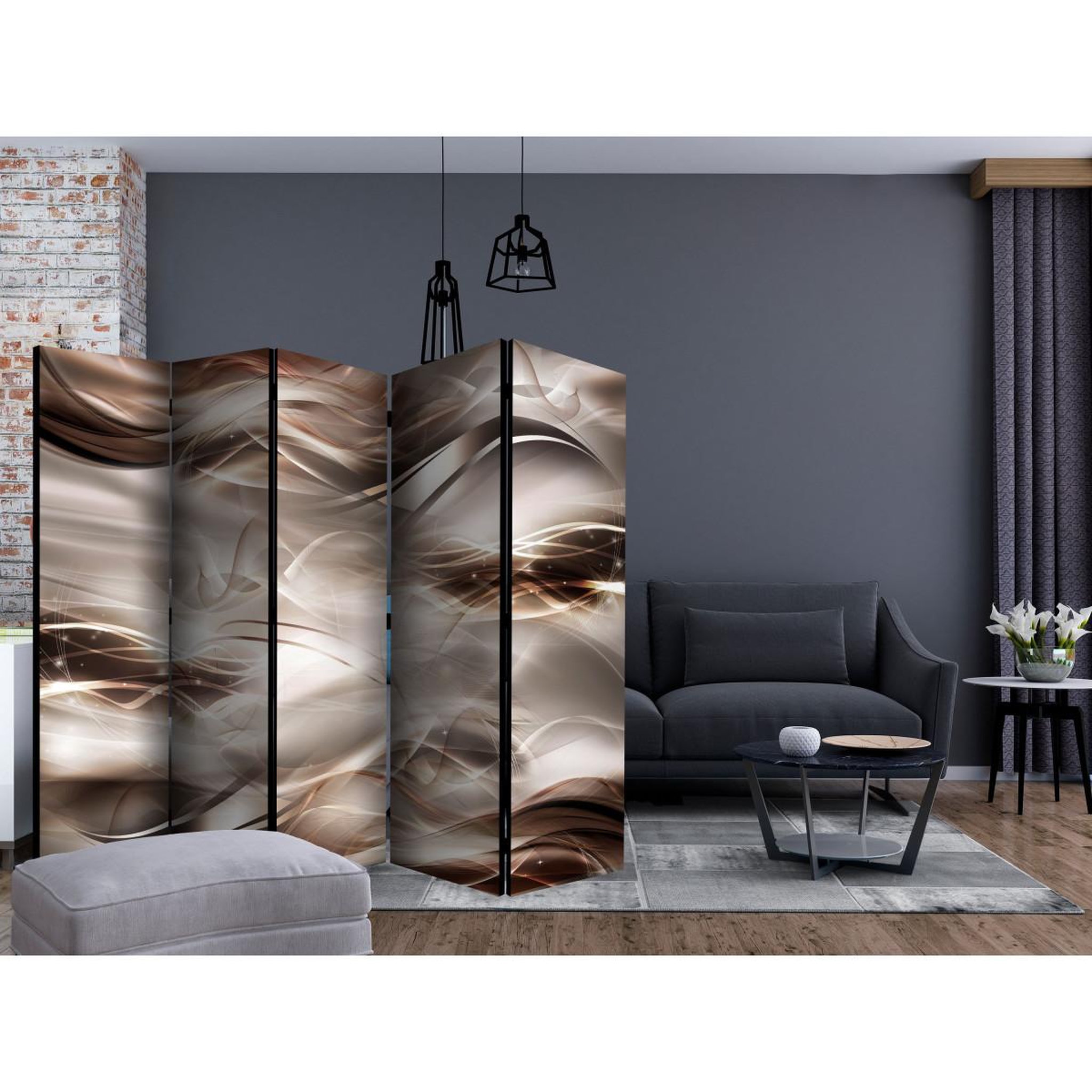 Voir la diapositive 2 : Paris Prix Paravent 5 volets  umber waves  172x225cm